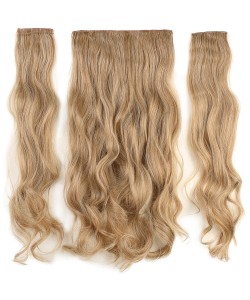 Fiber Sentetik Dalgalı Yarım Ay + 2 Yan Çıt Çıt - Karamel Platin Röfleli